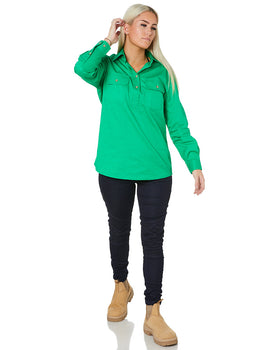 Ladies Closed Front Shirt LS - Emerald - 0