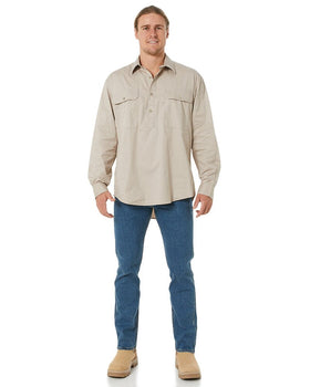 Closed Front Cotton Twill Shirt LS - Clay - AJP Industrial Supplies - ritemate - rm200cf - clay - xs