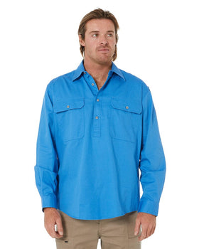 Closed Front Cotton Twill Shirt LS - Light Blue - AJP Industrial Supplies - ritemate - rm200cf - light blue - xs