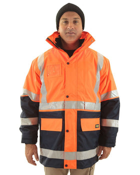 5 in 1 Rain Jacket - Orange/Navy - AJP Industrial Supplies - bisley - bk6975 - on - xs