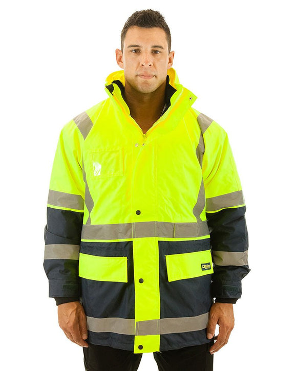5 in 1 Rain Jacket - Yellow/Navy - AJP Industrial Supplies - bisley - bk6975 - yn - xs