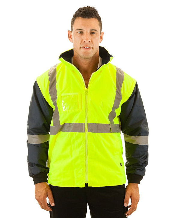 5 in 1 Rain Jacket - Yellow/Navy - AJP Industrial Supplies - bisley - bk6975 - yn - xs
