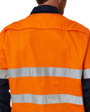 50mm Taped Vented Closed Front Lightweight LS Shirt - Orange/Navy - AJP Industrial Supplies - pilbara - rm107vcfr - ora - nav - s