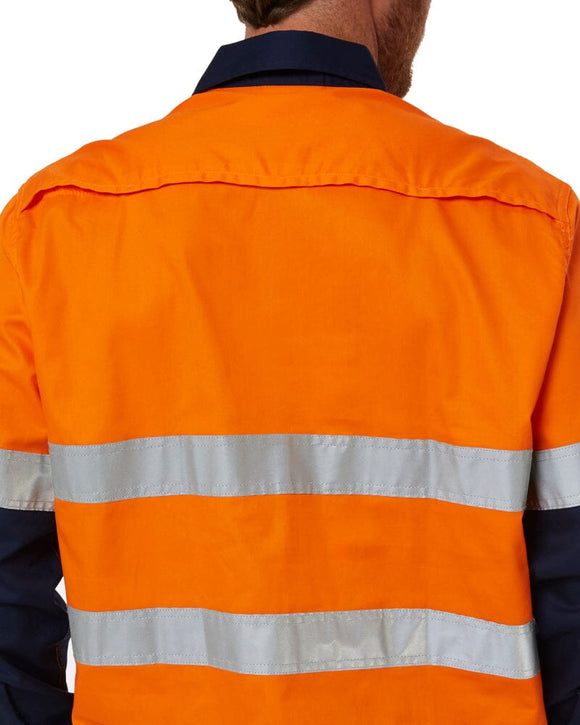 50mm Taped Vented Closed Front Lightweight LS Shirt - Orange/Navy - AJP Industrial Supplies - pilbara - rm107vcfr - ora - nav - s