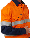 50mm Taped Vented Closed Front Lightweight LS Shirt - Orange/Navy - AJP Industrial Supplies - pilbara - rm107vcfr - ora - nav - s