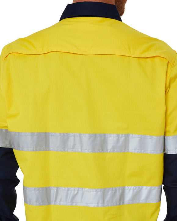 50mm Taped Vented Closed Front Lightweight LS Shirt - Yellow/Navy - AJP Industrial Supplies - ritemate - rm107vcfr - yel - nav - s