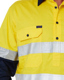 50mm Taped Vented Closed Front Lightweight LS Shirt - Yellow/Navy - AJP Industrial Supplies - ritemate - rm107vcfr - yel - nav - s