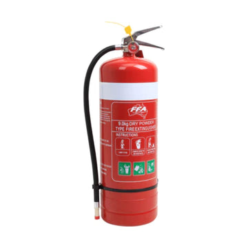 ABE Dry Chemical Powder Extinguisher W/ Wall Bracket - 9KG - AJP Industrial Supplies - 70A - FB90ABE