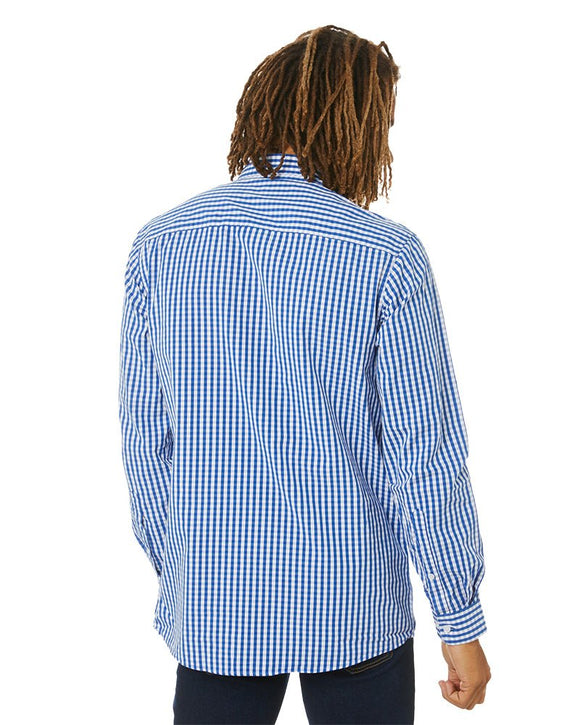 Checked LS Shirt - Blue/White - AJP Industrial Supplies - ritemate - rmpc004 - bw - s