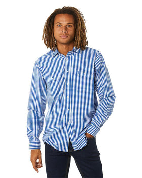 Checked LS Shirt - Blue/White - AJP Industrial Supplies - ritemate - rmpc004 - bw - s