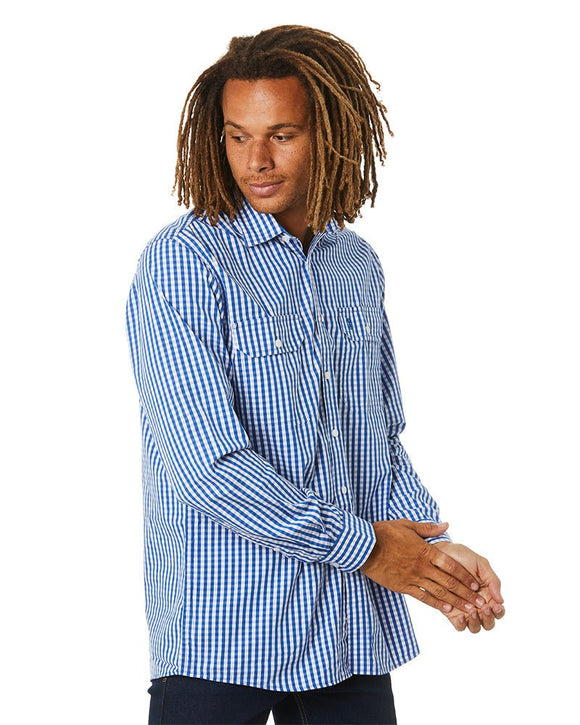 Checked LS Shirt - Blue/White - AJP Industrial Supplies - ritemate - rmpc004 - bw - s