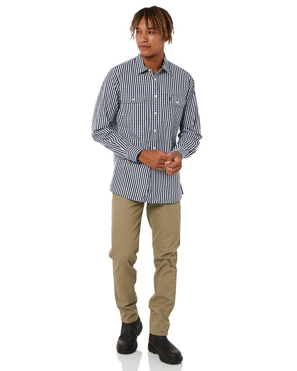 Checked LS Shirt - Navy/White - AJP Industrial Supplies - ritemate - rmpc004 - nw - s