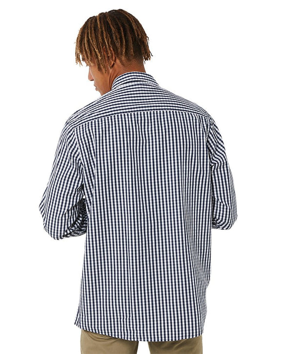 Checked LS Shirt - Navy/White - AJP Industrial Supplies - ritemate - rmpc004 - nw - s