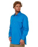 Closed Front Cotton Twill Shirt LS - Azure - AJP Industrial Supplies - ritemate - rm200cf - azure - xs