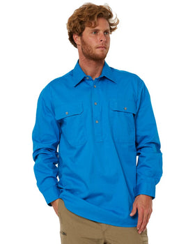 Closed Front Cotton Twill Shirt LS - Azure - AJP Industrial Supplies - ritemate - rm200cf - azure - xs