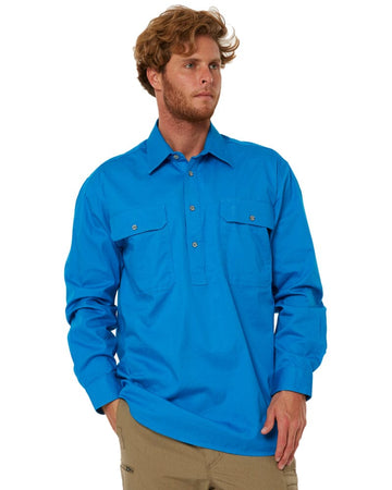 Closed Front Cotton Twill Shirt LS - Azure - AJP Industrial Supplies - ritemate - rm200cf - azure - xs