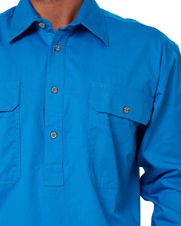 Closed Front Cotton Twill Shirt LS - Azure - AJP Industrial Supplies - ritemate - rm200cf - azure - xs
