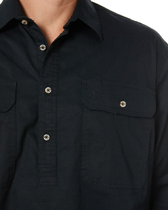 Closed Front Cotton Twill Shirt LS - Black - AJP Industrial Supplies - ritemate - rm200cf - black - xs