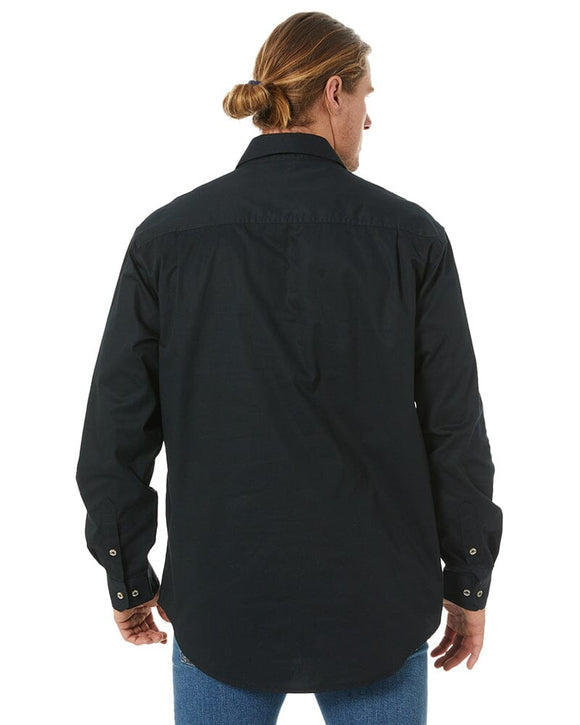 Closed Front Cotton Twill Shirt LS - Black - AJP Industrial Supplies - ritemate - rm200cf - black - xs