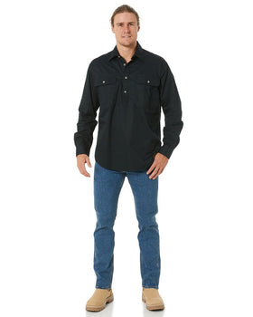 Closed Front Cotton Twill Shirt LS - Black - AJP Industrial Supplies - ritemate - rm200cf - black - xs