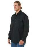 Closed Front Cotton Twill Shirt LS - Black - AJP Industrial Supplies - ritemate - rm200cf - black - xs