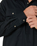 Closed Front Cotton Twill Shirt LS - Black - AJP Industrial Supplies - ritemate - rm200cf - black - xs