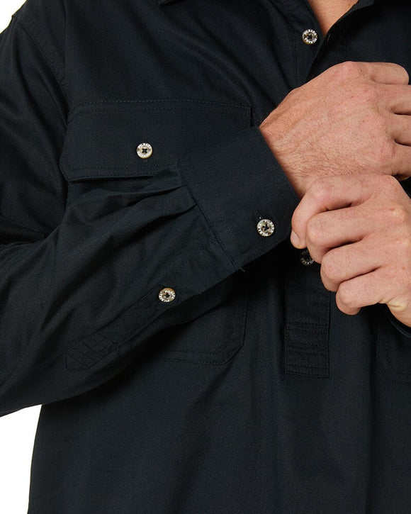 Closed Front Cotton Twill Shirt LS - Black - AJP Industrial Supplies - ritemate - rm200cf - black - xs