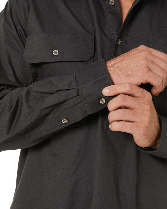 Closed Front Cotton Twill Shirt LS - Charcoal - AJP Industrial Supplies - ritemate - rm200cf - charcoal - s