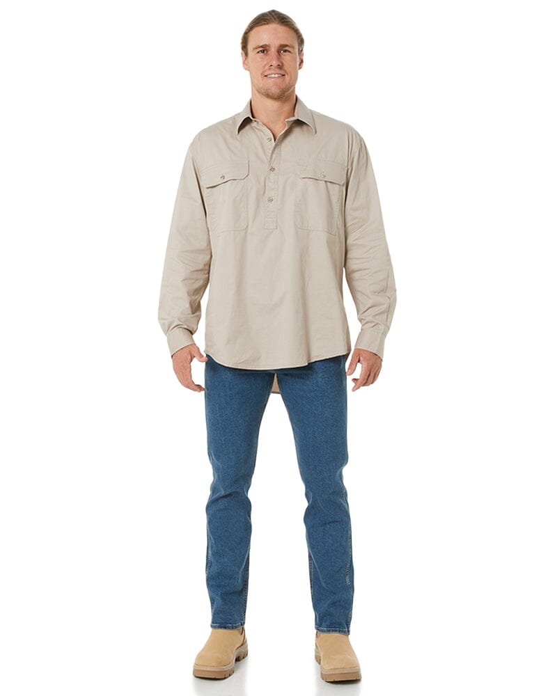 Closed Front Cotton Twill Shirt LS - Clay - AJP Industrial Supplies - ritemate - rm200cf - clay - xs