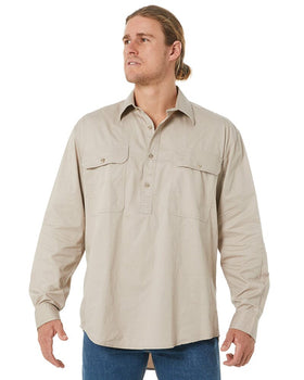 Closed Front Cotton Twill Shirt LS - Clay - AJP Industrial Supplies - ritemate - rm200cf - clay - xs