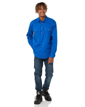 Closed Front Cotton Twill Shirt LS - Cobalt Blue - AJP Industrial Supplies - ritemate - rm200cf - cobalt blue - xs