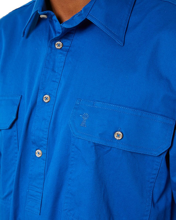 Closed Front Cotton Twill Shirt LS - Cobalt Blue - AJP Industrial Supplies - ritemate - rm200cf - cobalt blue - xs