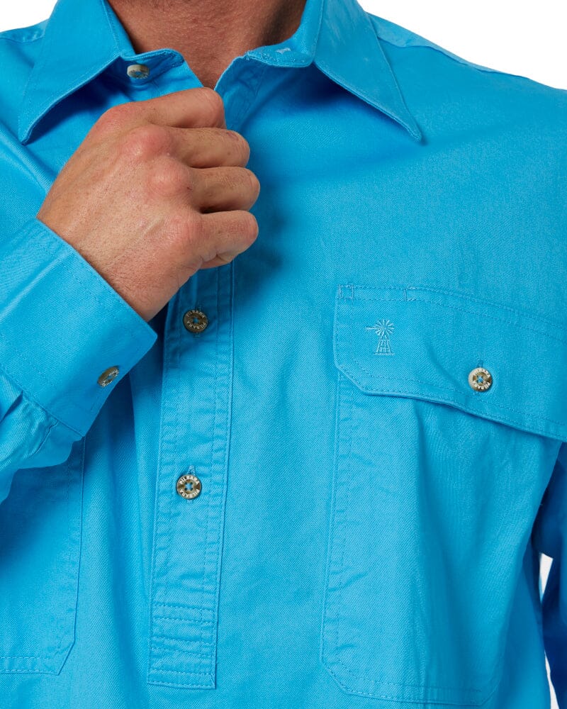 Closed Front Cotton Twill Shirt LS - Cornflower - AJP Industrial Supplies - ritemate - rm200cf - cornflower - xs
