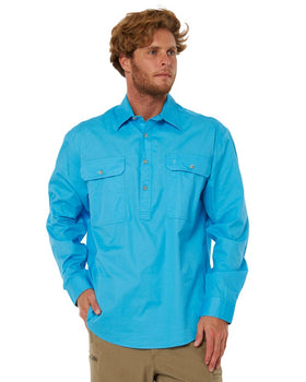 Closed Front Cotton Twill Shirt LS - Cornflower - AJP Industrial Supplies - ritemate - rm200cf - cornflower - xs