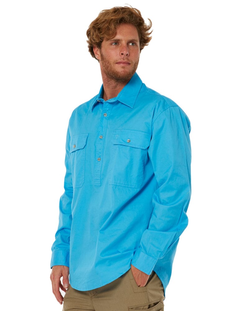 Closed Front Cotton Twill Shirt LS - Cornflower - AJP Industrial Supplies - ritemate - rm200cf - cornflower - xs