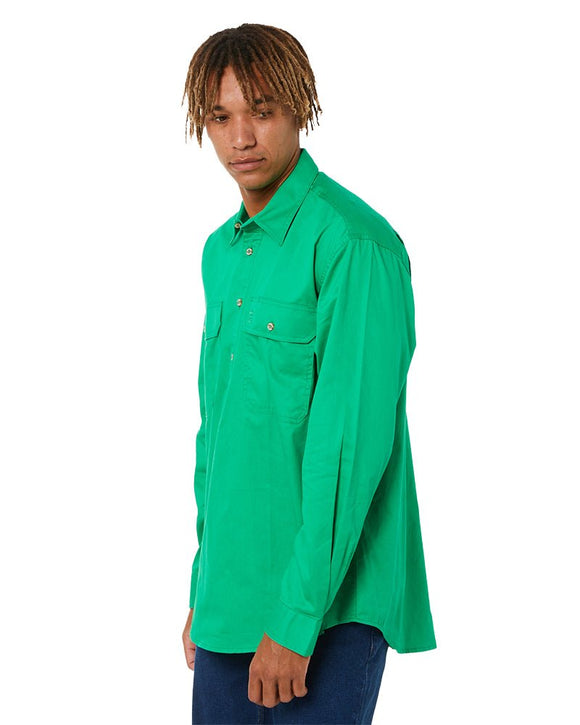 Closed Front Cotton Twill Shirt LS - Emerald - AJP Industrial Supplies - ritemate - rm200cf - emerald - xs