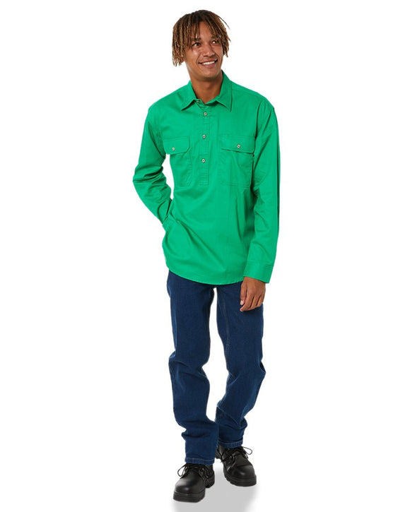 Closed Front Cotton Twill Shirt LS - Emerald - AJP Industrial Supplies - ritemate - rm200cf - emerald - xs