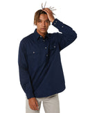 Closed Front Cotton Twill Shirt LS - French Navy - AJP Industrial Supplies - ritemate - rm200cf - fn - xs