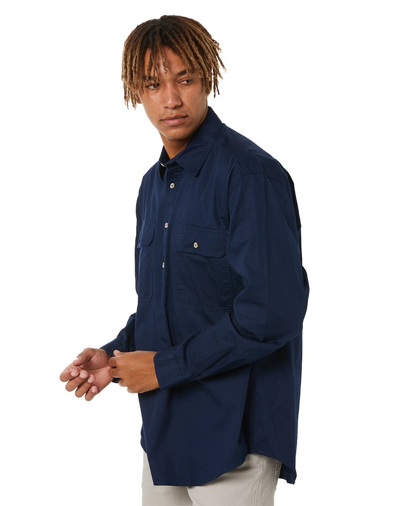 Closed Front Cotton Twill Shirt LS - French Navy - AJP Industrial Supplies - ritemate - rm200cf - fn - xs