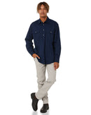 Closed Front Cotton Twill Shirt LS - French Navy - AJP Industrial Supplies - ritemate - rm200cf - fn - xs