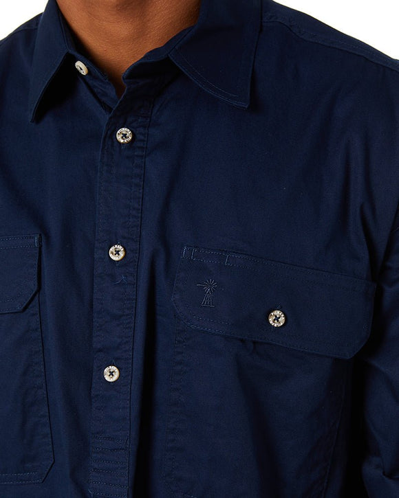 Closed Front Cotton Twill Shirt LS - French Navy - AJP Industrial Supplies - ritemate - rm200cf - fn - xs