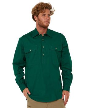 Closed Front Cotton Twill Shirt LS - Green - AJP Industrial Supplies - ritemate - rm200cf - green - s