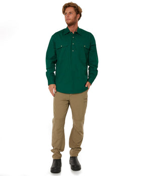 Closed Front Cotton Twill Shirt LS - Green - AJP Industrial Supplies - ritemate - rm200cf - green - s
