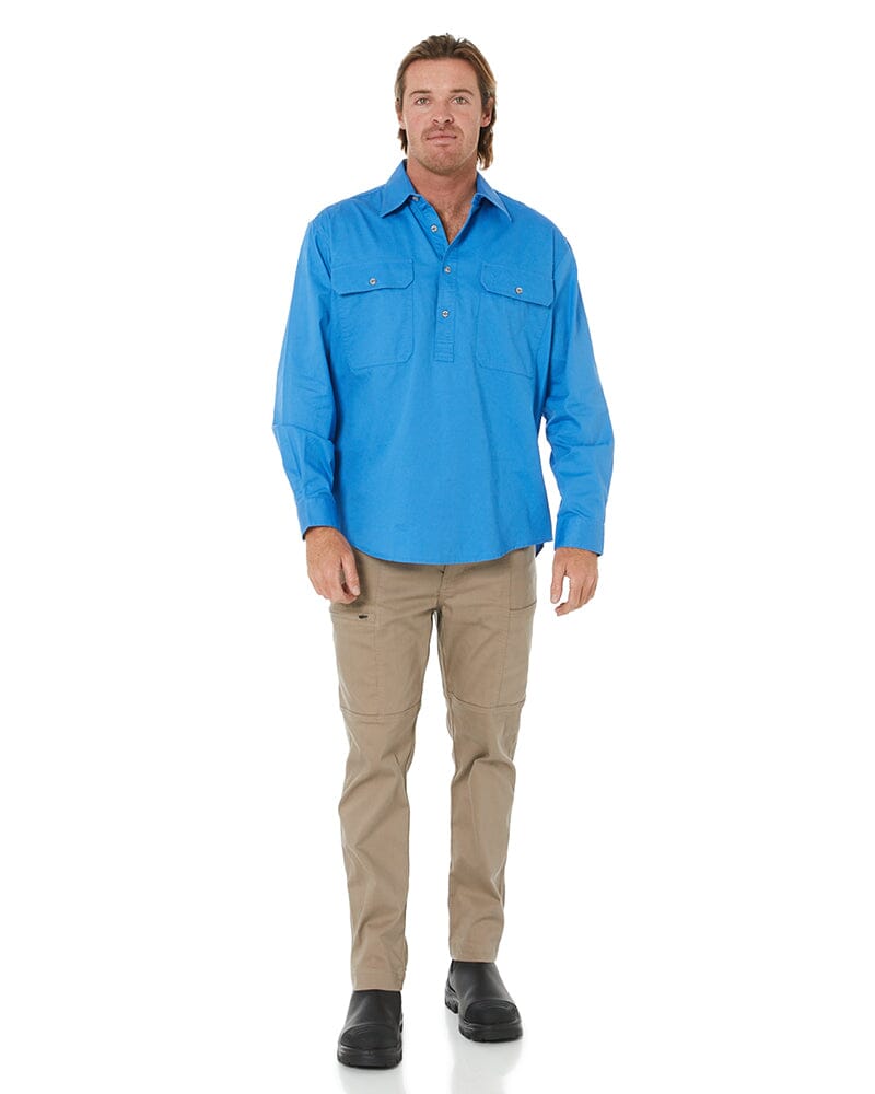 Closed Front Cotton Twill Shirt LS - Light Blue - AJP Industrial Supplies - ritemate - rm200cf - light blue - xs