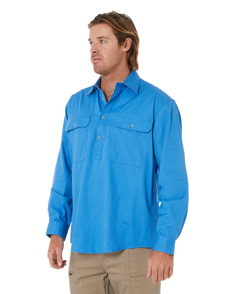 Closed Front Cotton Twill Shirt LS - Light Blue - AJP Industrial Supplies - ritemate - rm200cf - light blue - xs