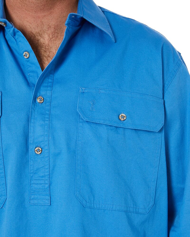 Closed Front Cotton Twill Shirt LS - Light Blue - AJP Industrial Supplies - ritemate - rm200cf - light blue - xs
