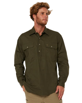 Closed Front Cotton Twill Shirt LS - Olive - AJP Industrial Supplies - ritemate - rm200cf - olive - xs