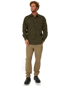 Closed Front Cotton Twill Shirt LS - Olive - AJP Industrial Supplies - ritemate - rm200cf - olive - xs