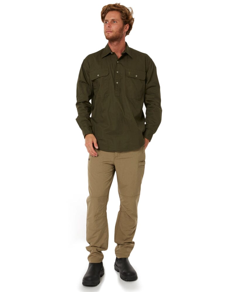Closed Front Cotton Twill Shirt LS - Olive - AJP Industrial Supplies - ritemate - rm200cf - olive - xs