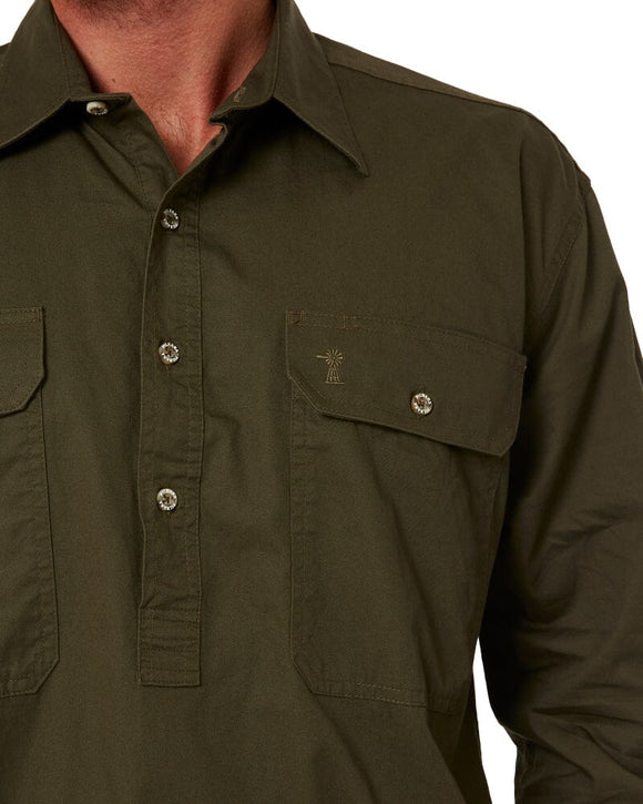 Closed Front Cotton Twill Shirt LS - Olive - AJP Industrial Supplies - ritemate - rm200cf - olive - xs